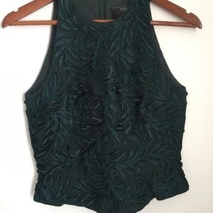 CARMEN MARC VALVO Vintage Embroidered Crop Top